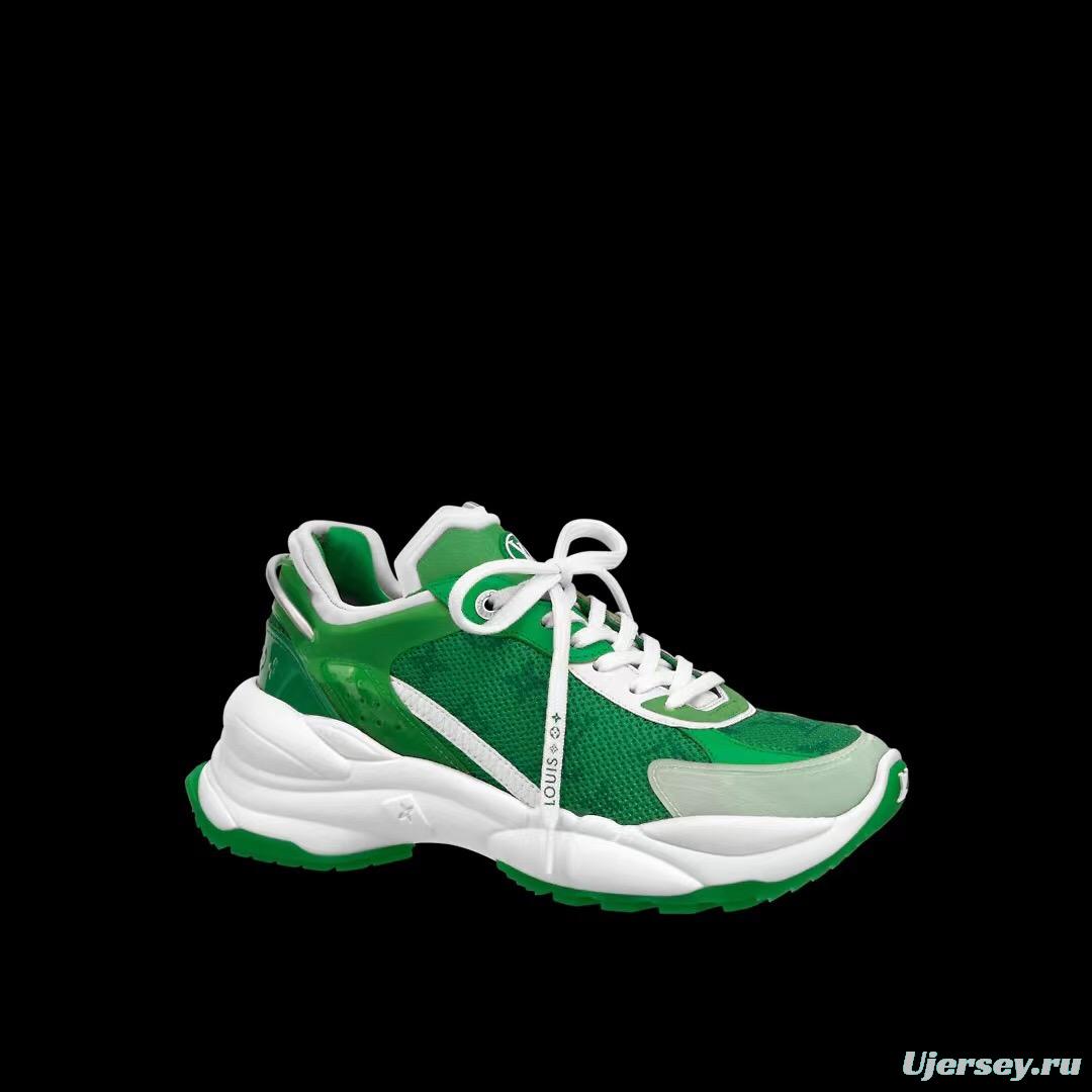 2025 Unisex Louis Vuitton Green White Leather Mesh Rubber Sneakers Monogram LY00340