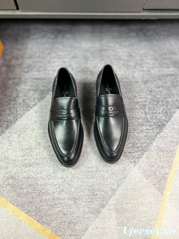 2024 Men Louis Vuitton Black Leather Formal Shoes MJ00290