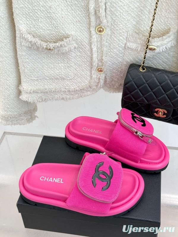 2025 Slippers Chanel Pink Fabric Slippers
