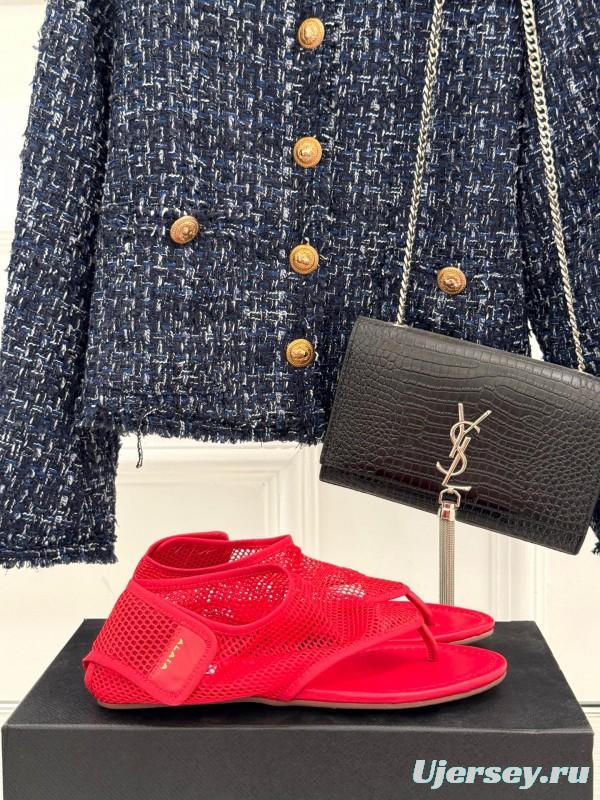 2025 Women YSL Red Mesh Sandals