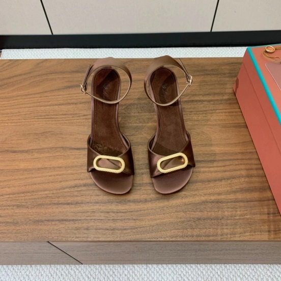 2025 Women Le Parmentier Brown Leather Sandals KFY00280