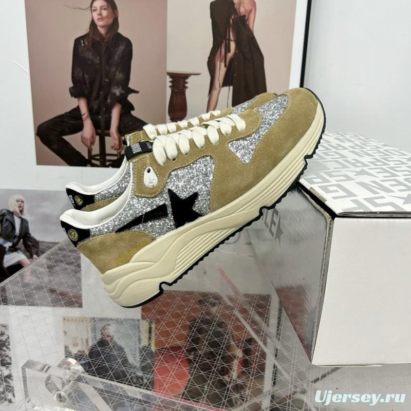 2024 Unisex GGDB Silver Beige Suede Glitter Star Sneakers 