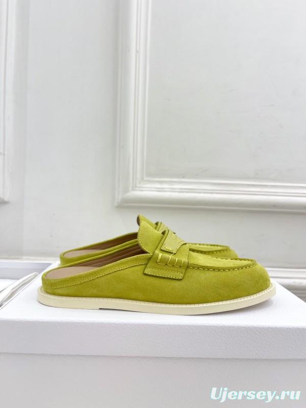 2025/Women Dior Yellow Suede Casual Slip-On Loafers Handmade LY00360(F)