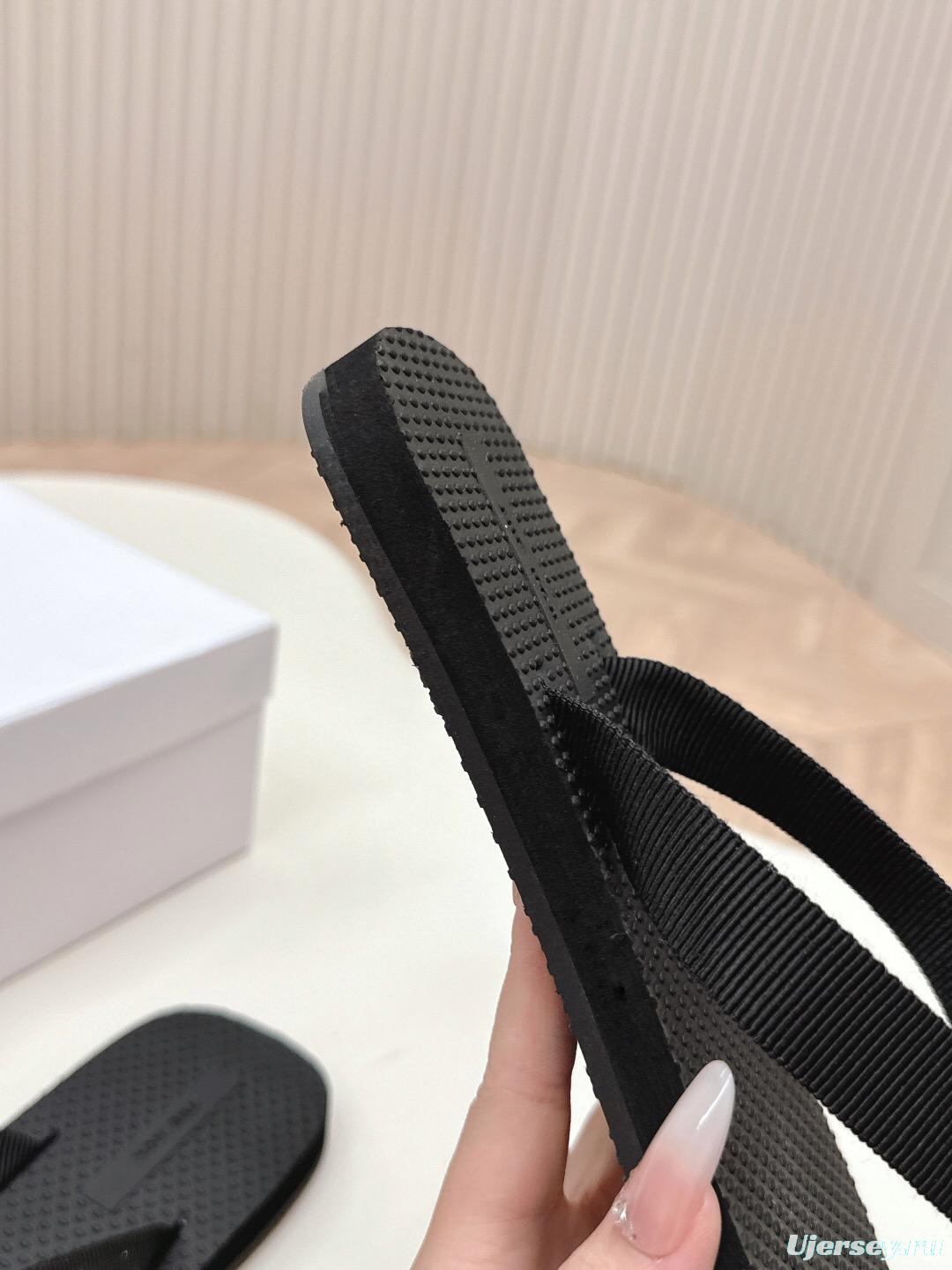 2025 The Row Black Rubber Slippers