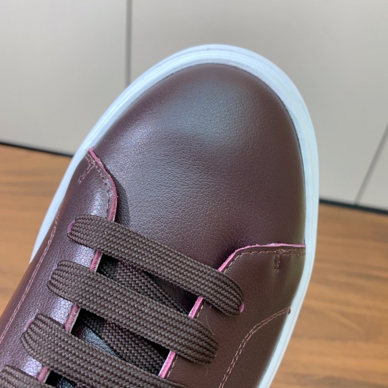 2025 Men Brunello Cucinelli Burgundy Leather Casual Sneakers Original Sole KFY00310(M)