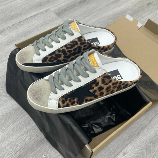 2025 GGDB White Black Leopard Print Suede Leather Slip-On Sneakers