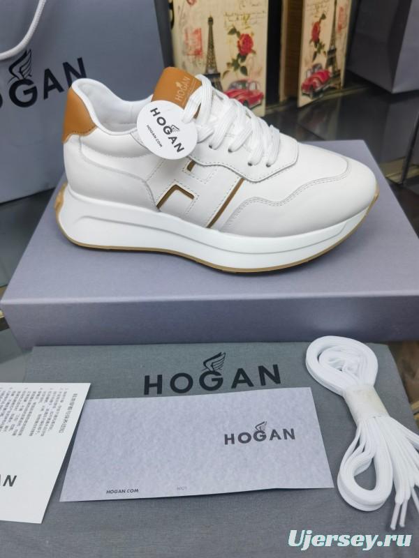 2025 Women HOGAN White Beige Leather Sneakers LY00360(F)
