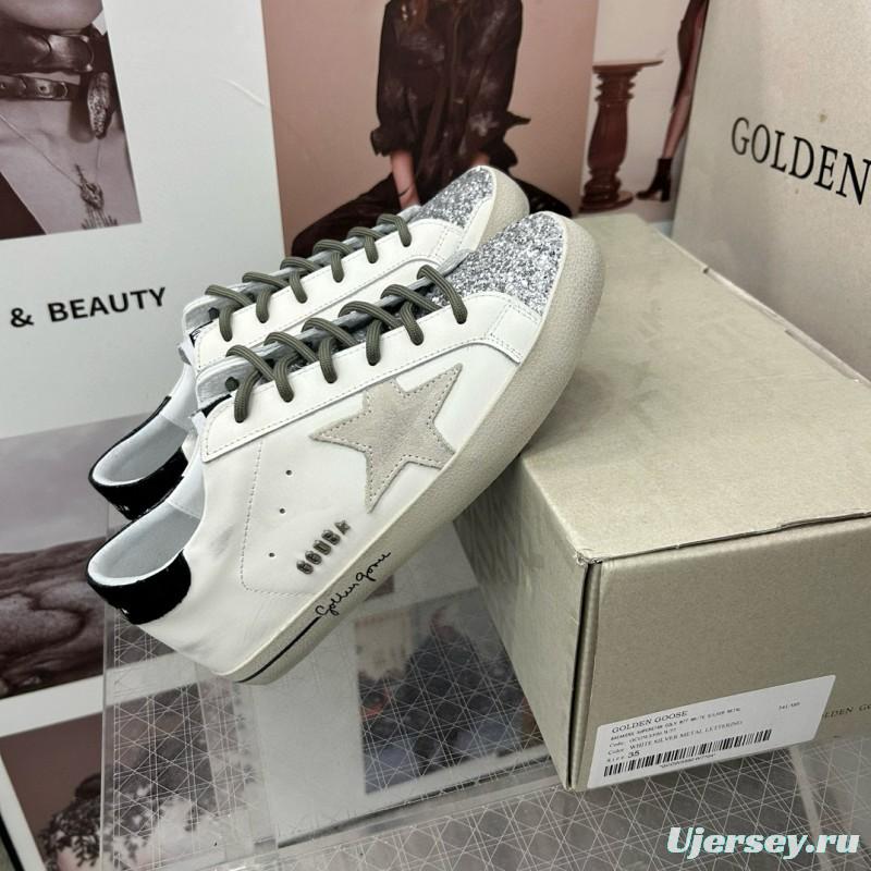 2025 Women GGDB White Silver Leather Sneakers MJ00260