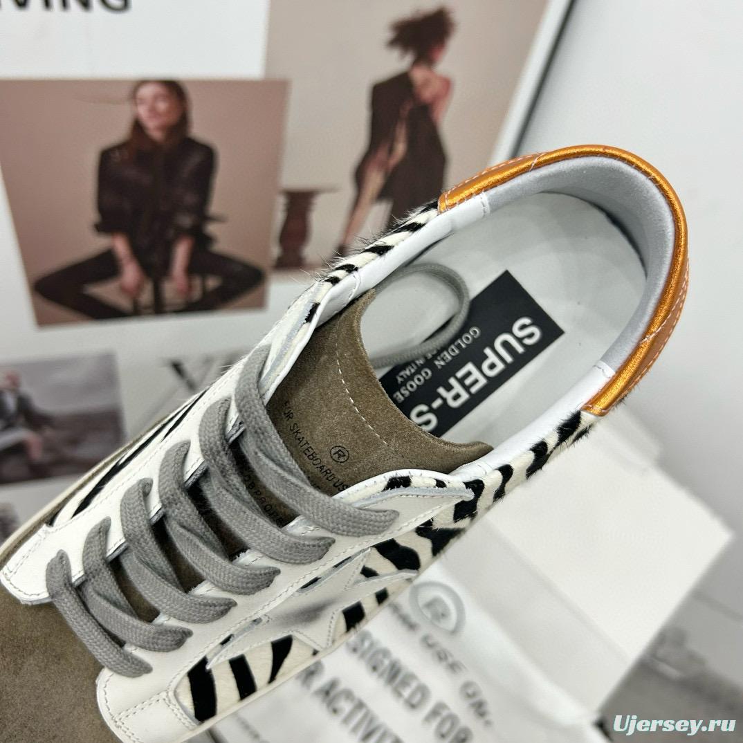 2025 Women GGDB White Black Zebra Leather Suede Sneakers