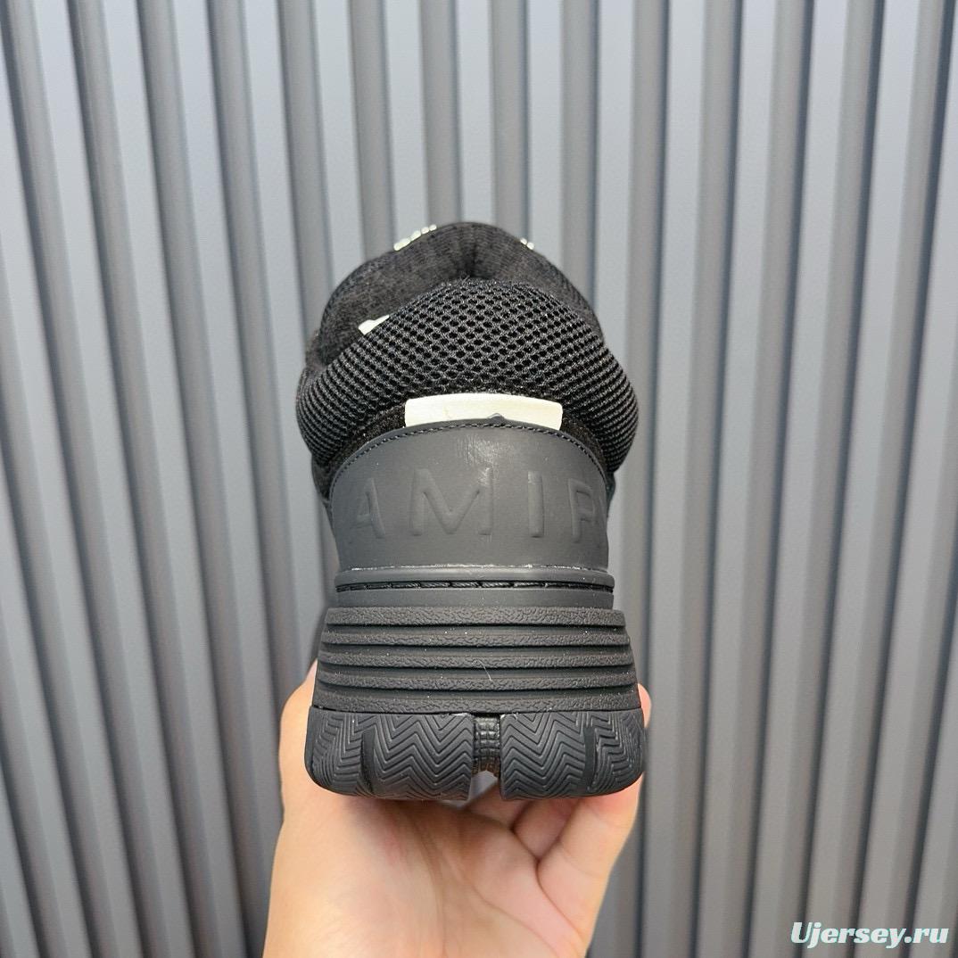 2024 Men Amiri Black Mesh Leather Sneakers MJ00360