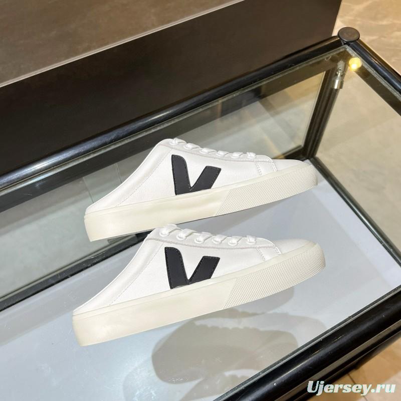 2025 Women VEJA White Black Canvas Leather Slip-On Sneaker MJ00240
