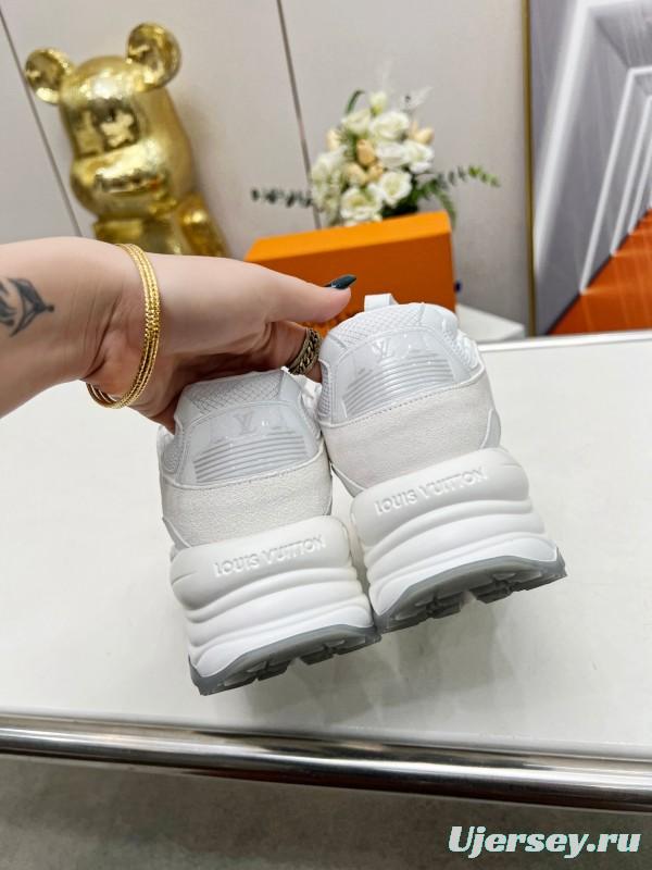 2025 Unisex Louis Vuitton White Leather Mesh Running Shoes LY00340