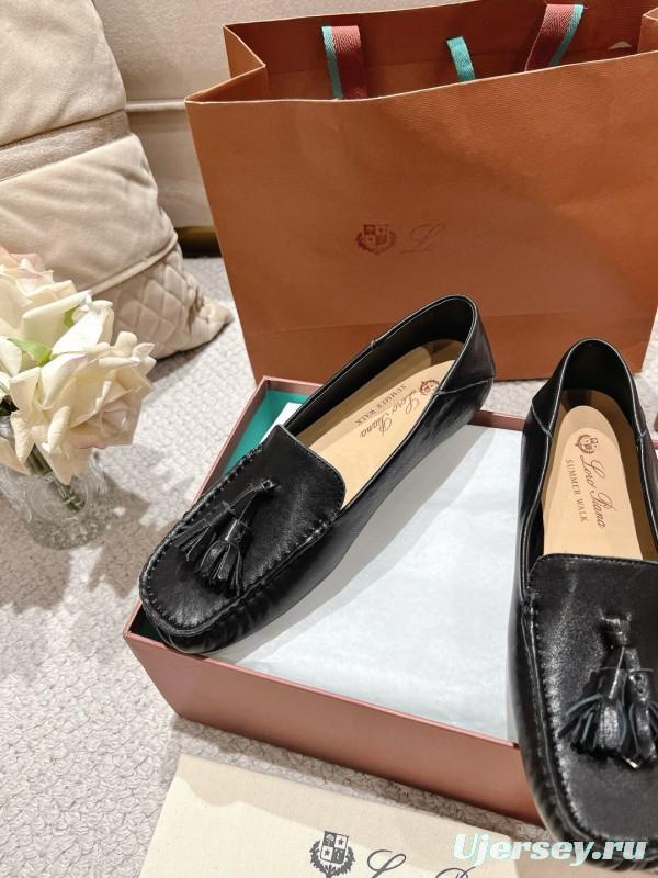 2025 Women LP Black Leather Loafers Tassel LY00291