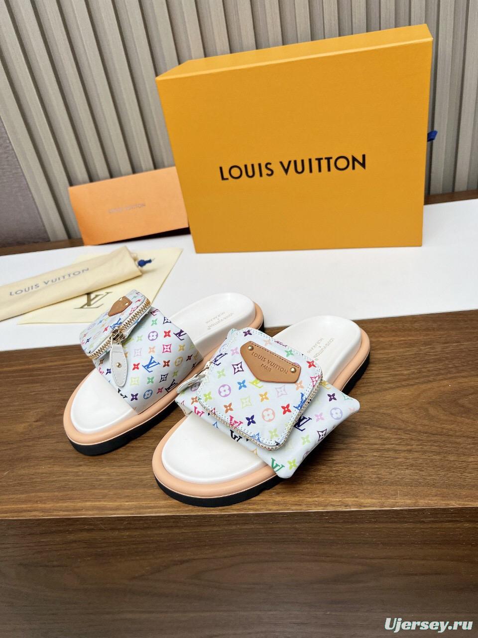 2025 Louis Vuitton Multi Color Canvas Slippers