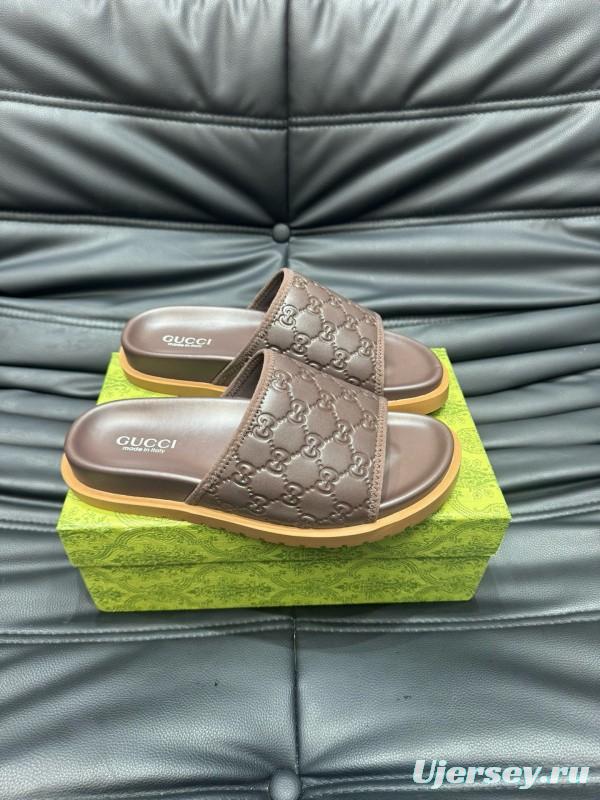 2024 Gucci brown leather Slippers MJ00200