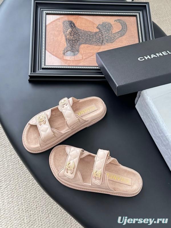 2025 Women Chanel Beige Leather Sandals LY00310