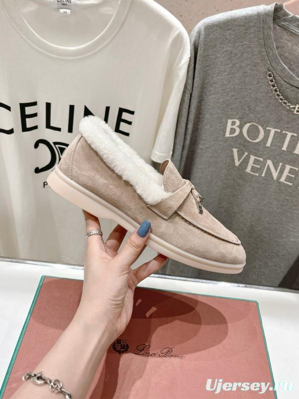 2024 Women LP beige suede shearling loafers MJ00300