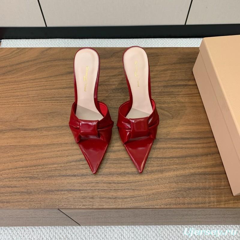 2025 Women Gianvito Rossi Red Leather High Heel Mule KFY00280