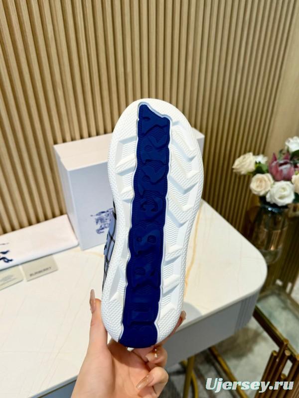 2024 Men Burberry Blue Black White Cotton Casual Shoes MJ00320