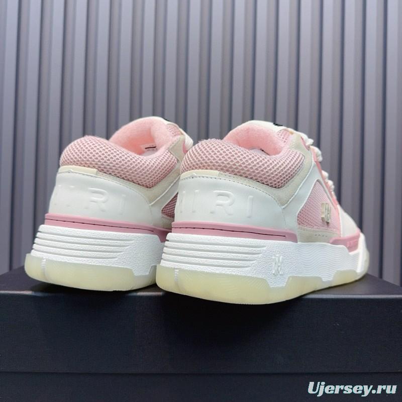 2024 Women Amiri Pink White Leather Mesh Sneakers MJ00360