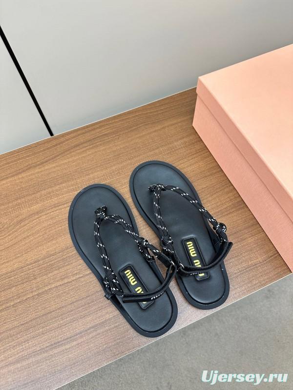 2025 Women Miu Miu Brown Leather Sandals