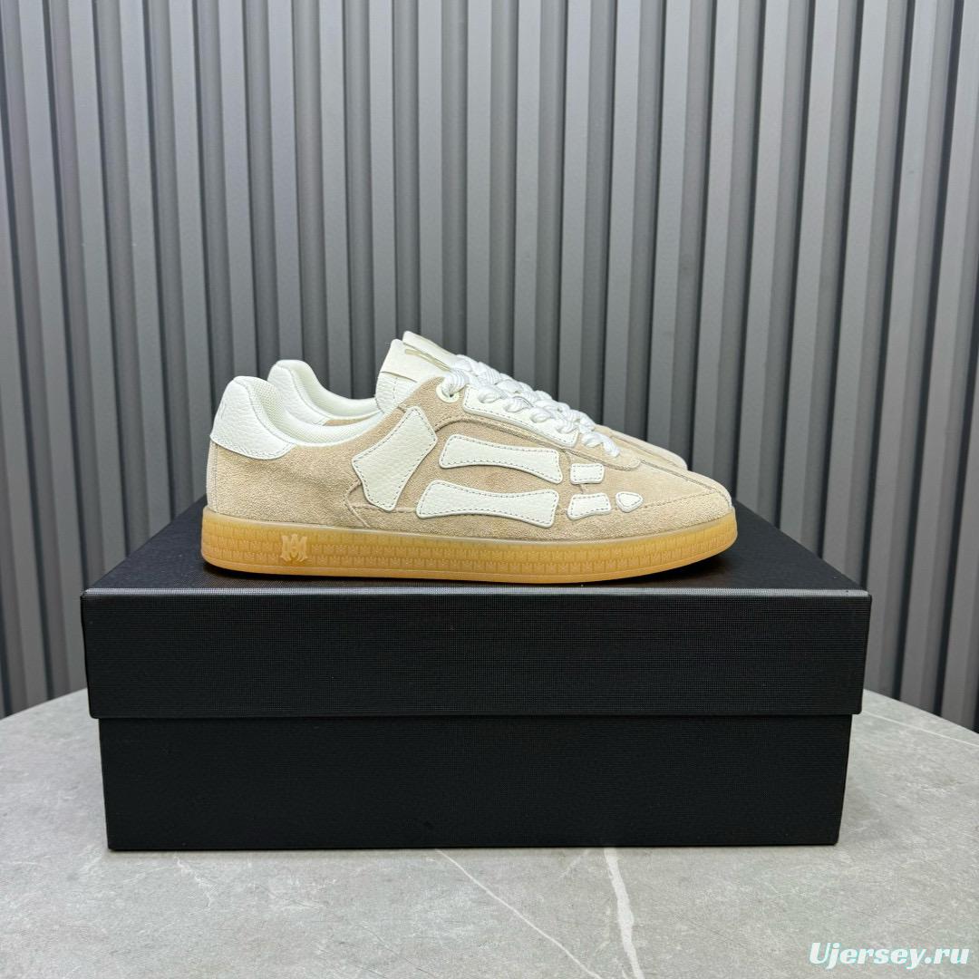 2024 Unisex Amiri Beige White Suede Leather Sneakers MJ00300