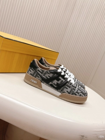 2025 Unisex Fendi Black Grey Brown Leather Fabric Plimsolls FD Match LY00350(F)/LY00360(M)