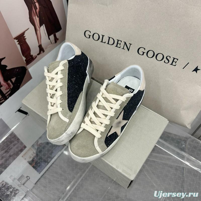 2025 Women GGDB Black Glitter Suede Leather Sneakers MJ00260