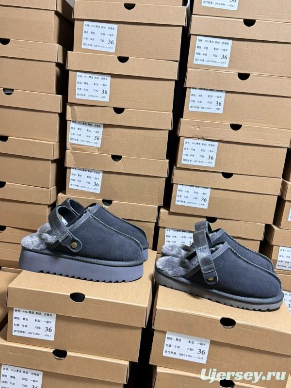 2024 Women UGG Grey Suede Slip-On Slippers MJ00170