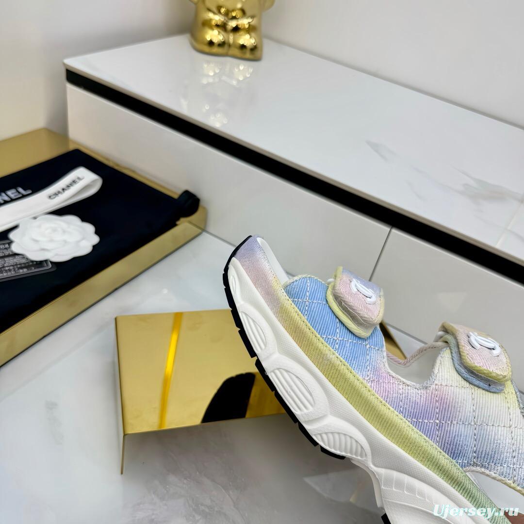 2025 Slippers Chanel Pastel Yellow Blue Pink Textile Slippers