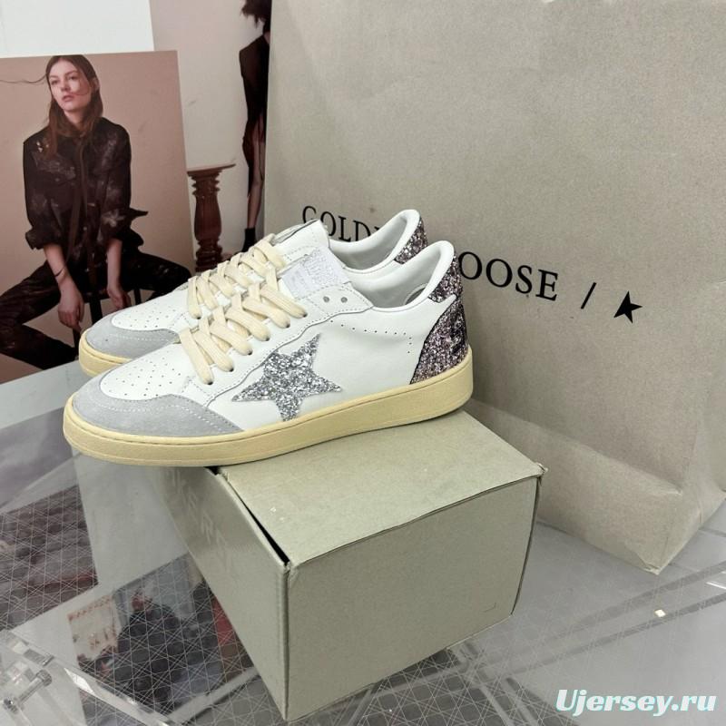 2024 Unisex GGDB White Silver Glitter Leather Suede Sneakers MJ00260