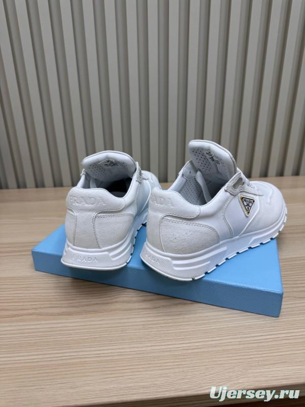 2025 Women Prada White Leather Sneakers