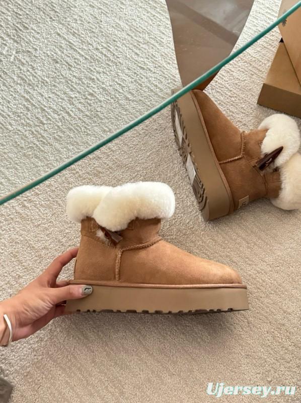 2024 Women UGG Antelope Brown Suede Shearling Short Boots MJ00170