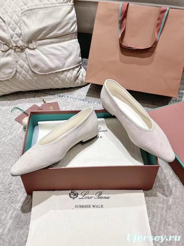 2025 Women LP Beige Suede Ballet Flats LY00320