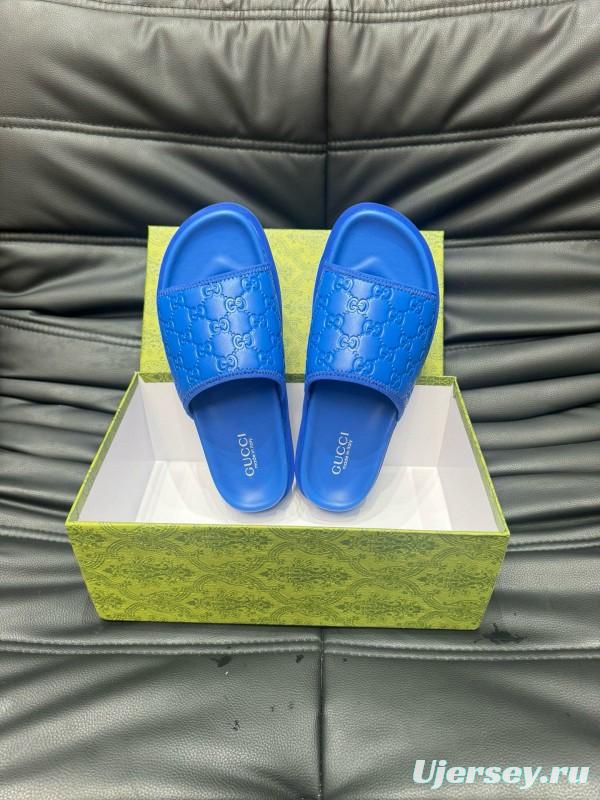 2024 Slippers Gucci Blue Leather Slippers MJ00200