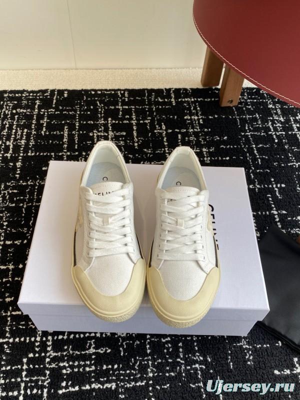 2025 Women Celine White Canvas Sneakers CR-03