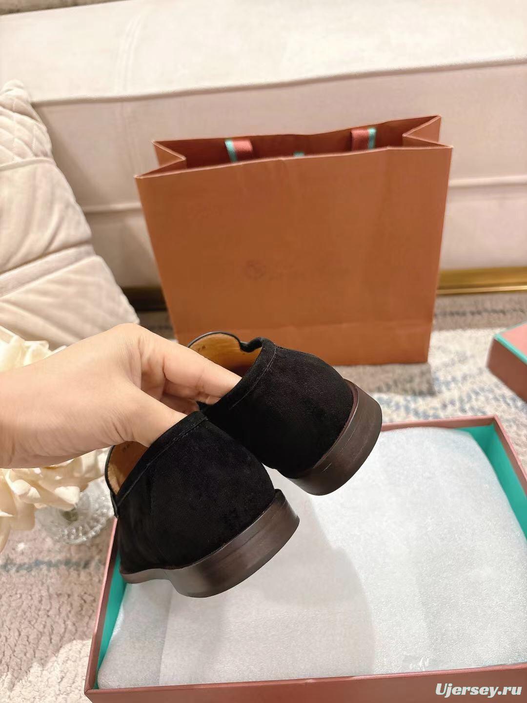 2025 Women Le Parmentier Black Suede Loafer LY00400