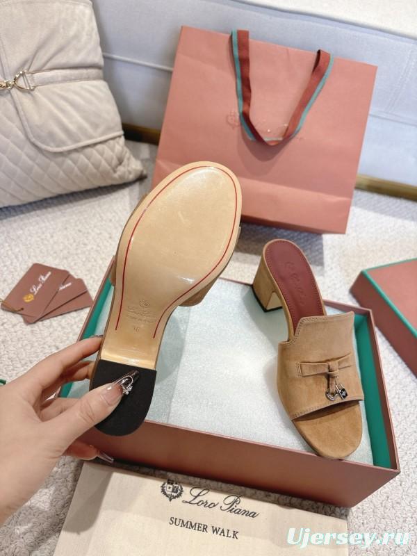 2025 Women LP Beige Suede Mule Sandals