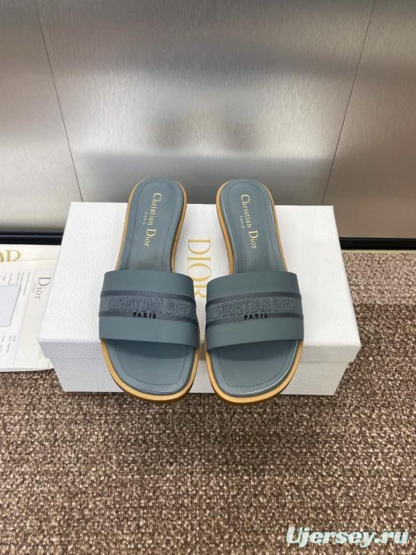2025 Slippers Dior Gray Fabric Slippers