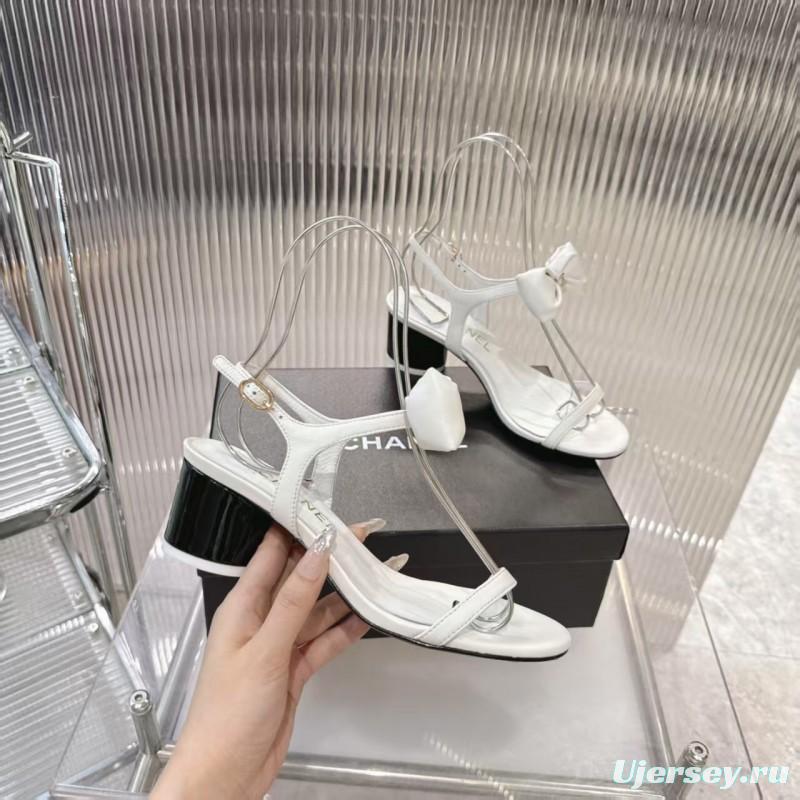 2025 Women Chanel White Leather Sandal Bow LY00260