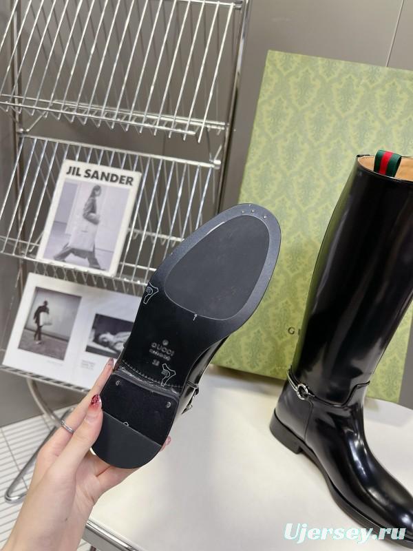 2024 Women Gucci Black Leather Boots MJ00620