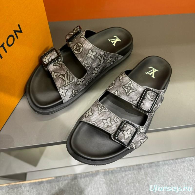 2024 Slippers Louis Vuitton Gray Leather Slippers MJ00210