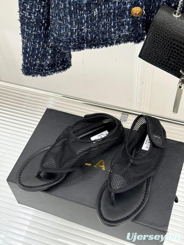 2025 Women YSL Black Mesh Sandals