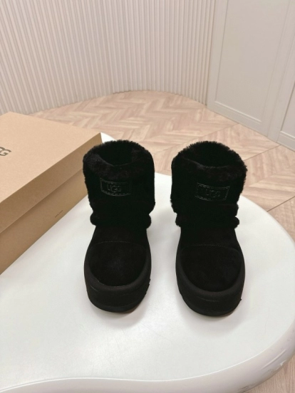2024 Women UGG Black Suede Sheepskin Snow Boots MJ00320
