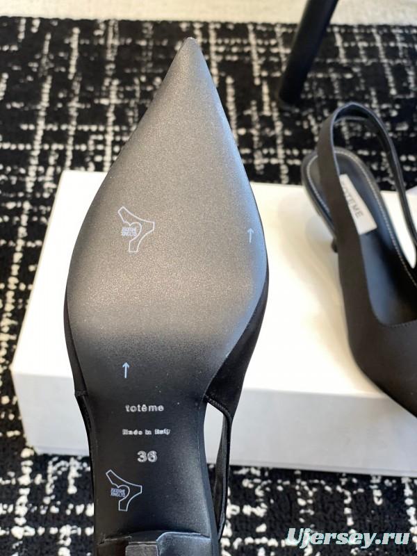 2025 Women Toteme Black Fabric Slingback Pointed Toe Heels