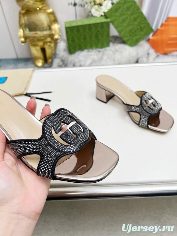 2025 Gucci Black Leather Slippers MJ00190