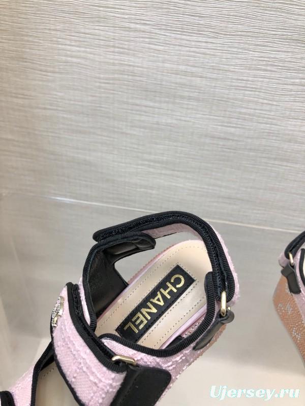 2025 Women Chanel Pink Leather Sandals LY00330
