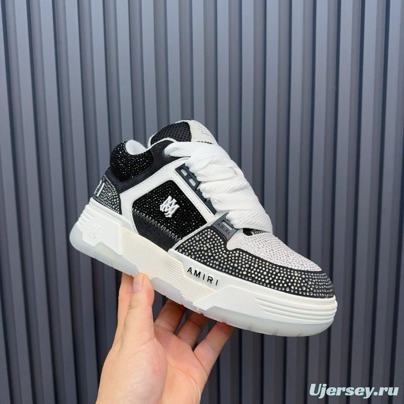 2024 Unisex Amiri Black White Mesh Leather Sneakers MJ00410