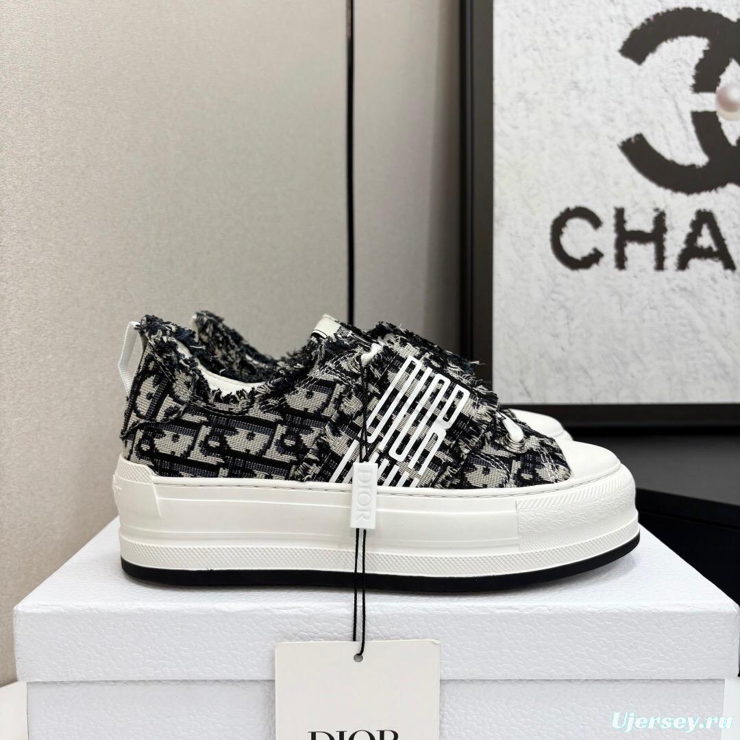 2025 Women Dior Black Grey Canvas Casual Sneaker LY00300