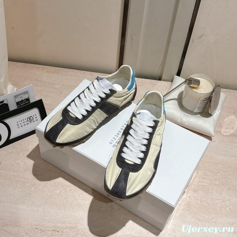 2025 Unisex Maison Margiela White Black Nylon Suede Sneakers Vintage Effect